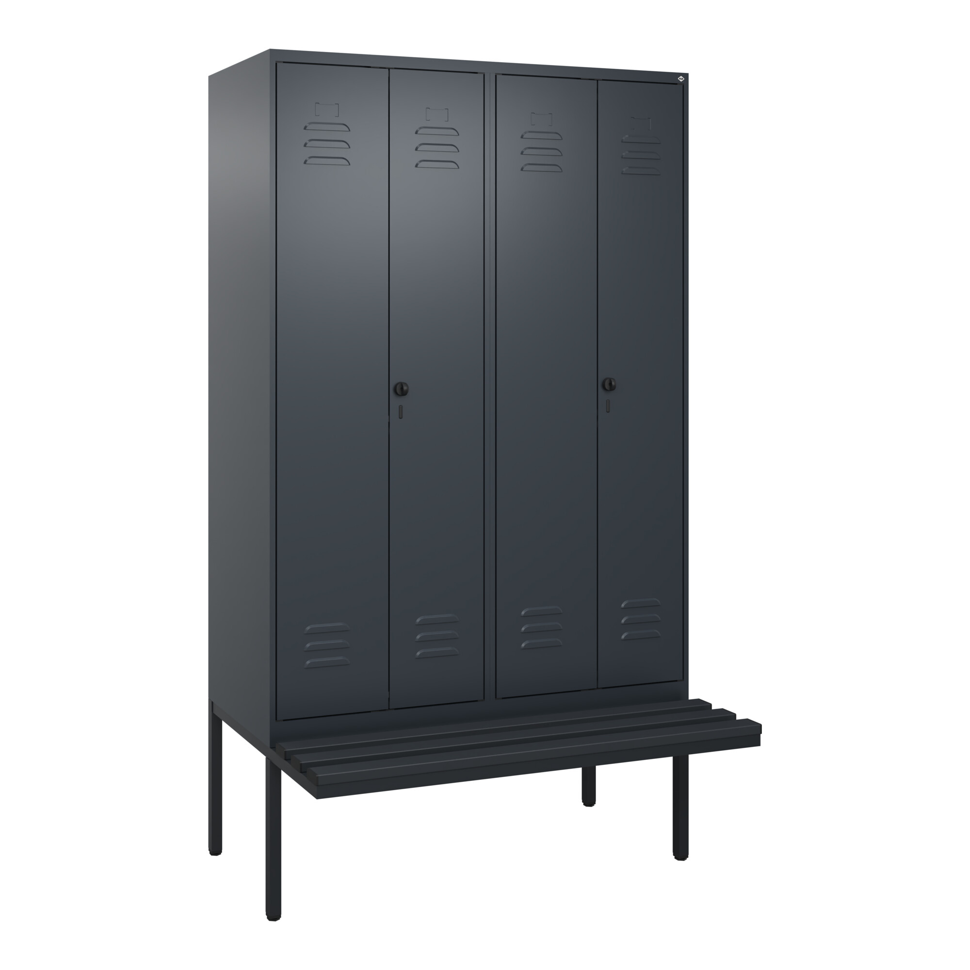 C+P PSA Doppel-Spind Classic PLUS, Bank, 4 Abteile, 2120x1200x815mm, 7016/7016 Verschluss Sicherheits-Drehriegel Sitzbanktyp auskragend Material Sitzf