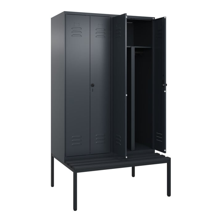 C+P PSA Doppel-Spind Classic PLUS, Bank, 4 Abteile, 2120x1200x815mm, 7016/7016 Verschluss Sicherheits-Drehriegel Sitzbanktyp untergebaut Material Sitzfläche Kunststoff