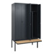 C+P PSA Doppel-Spind Classic PLUS, Bank, 4 Abteile, 2120x1200x815mm, 7016/7016 Verschluss Zylinderschloss Sitzbanktyp auskragend Material Sitzfläche Buche-Hartholz-2