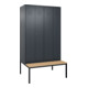 C+P PSA Doppel-Spind Classic PLUS, Bank, 4 Abteile, 2120x1200x815mm, 7016/7016 Verschluss Zylinderschloss Sitzbanktyp untergebaut Material Sitzfläche Buche-Hartholz-1