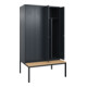 C+P PSA Doppel-Spind Classic PLUS, Bank, 4 Abteile, 2120x1200x815mm, 7016/7016 Verschluss Zylinderschloss Sitzbanktyp untergebaut Material Sitzfläche Buche-Hartholz