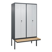 C+P PSA Doppel-Spind Classic PLUS, Bank, 4 Abteile, 2120x1200x815mm, 7016/7035 Verschluss Sicherheits-Drehriegel Sitzbanktyp auskragend Material Sitzfläche Buche-Hartholz