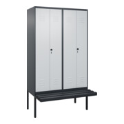 C+P PSA Doppel-Spind Classic PLUS, Bank, 4 Abteile, 2120x1200x815mm, 7016/7035 Verschluss Sicherheits-Drehriegel Sitzbanktyp auskragend Material Sitzfläche Kunststoff