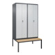 C+P PSA Doppel-Spind Classic PLUS, Bank, 4 Abteile, 2120x1200x815mm, 7016/7035 Verschluss Sicherheits-Drehriegel Sitzbanktyp untergebaut Material Sitzfläche Buche-Hartholz-1