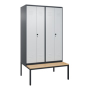 C+P PSA Doppel-Spind Classic PLUS, Bank, 4 Abteile, 2120x1200x815mm, 7016/7035 Verschluss Sicherheits-Drehriegel Sitzbanktyp untergebaut Material Sitzfläche Buche-Hartholz