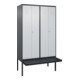 C+P PSA Doppel-Spind Classic PLUS, Bank, 4 Abteile, 2120x1200x815mm, 7016/7035 Verschluss Zylinderschloss Sitzbanktyp auskragend Material Sitzfläche Kunststoff-1