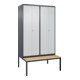 C+P PSA Doppel-Spind Classic PLUS, Bank, 4 Abteile, 2120x1200x815mm, 7016/7035 Verschluss Zylinderschloss Sitzbanktyp untergebaut Material Sitzfläche Buche-Hartholz-1