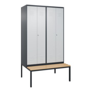 C+P PSA Doppel-Spind Classic PLUS, Bank, 4 Abteile, 2120x1200x815mm, 7016/7035 Verschluss Zylinderschloss Sitzbanktyp untergebaut Material Sitzfläche Buche-Hartholz