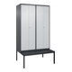 C+P PSA Doppel-Spind Classic PLUS, Bank, 4 Abteile, 2120x1200x815mm, 7016/7035 Verschluss Zylinderschloss Sitzbanktyp untergebaut Material Sitzfläche Kunststoff-1