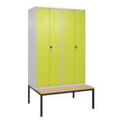 C+P PSA Doppel-Spind Classic PLUS, Bank, 4 Abteile, 2120x1200x815mm, 7035/0024 Verschluss Sicherheits-Drehriegel Sitzbanktyp untergebaut Material Sitzfläche Buche-Hartholz