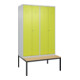 C+P PSA Doppel-Spind Classic PLUS, Bank, 4 Abteile, 2120x1200x815mm, 7035/0024 Verschluss Zylinderschloss Sitzbanktyp untergebaut Material Sitzfläche Buche-Hartholz-1