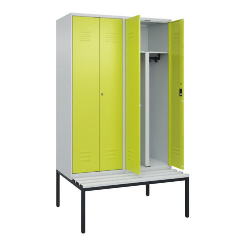 C+P PSA Doppel-Spind Classic PLUS, Bank, 4 Abteile, 2120x1200x815mm, 7035/0024 Verschluss Zylinderschloss Sitzbanktyp untergebaut Material Sitzfläche Kunststoff