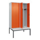 C+P PSA Doppel-Spind Classic PLUS, Bank, 4 Abteile, 2120x1200x815mm, 7035/2004 Verschluss Zylinderschloss Sitzbanktyp untergebaut Material Sitzfläche Kunststoff-1