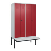 C+P PSA Doppel-Spind Classic PLUS, Bank, 4 Abteile, 2120x1200x815mm, 7035/3003 Verschluss Sicherheits-Drehriegel Sitzbanktyp auskragend Material Sitzfläche Kunststoff