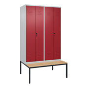 C+P PSA Doppel-Spind Classic PLUS, Bank, 4 Abteile, 2120x1200x815mm, 7035/3003 Verschluss Sicherheits-Drehriegel Sitzbanktyp untergebaut Material Sitzfläche Buche-Hartholz