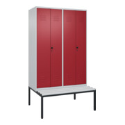 C+P PSA Doppel-Spind Classic PLUS, Bank, 4 Abteile, 2120x1200x815mm, 7035/3003 Verschluss Sicherheits-Drehriegel Sitzbanktyp untergebaut Material Sitzfläche Kunststoff