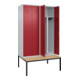 C+P PSA Doppel-Spind Classic PLUS, Bank, 4 Abteile, 2120x1200x815mm, 7035/3003 Verschluss Zylinderschloss Sitzbanktyp untergebaut Material Sitzfläche Buche-Hartholz-2