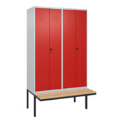 C+P PSA Doppel-Spind Classic PLUS, Bank, 4 Abteile, 2120x1200x815mm, 7035/3020 Verschluss Sicherheits-Drehriegel Sitzbanktyp auskragend Material Sitzfläche Buche-Hartholz