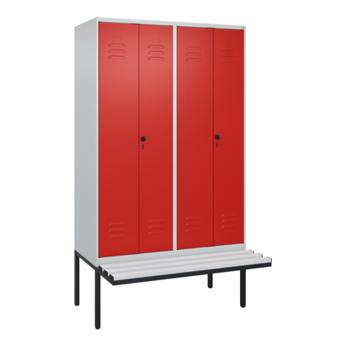 C+P PSA Doppel-Spind Classic PLUS, Bank, 4 Abteile, 2120x1200x815mm, 7035/3020 Verschluss Sicherheits-Drehriegel Sitzbanktyp auskragend Material Sitzfläche Kunststoff