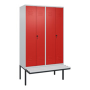 C+P PSA Doppel-Spind Classic PLUS, Bank, 4 Abteile, 2120x1200x815mm, 7035/3020 Verschluss Sicherheits-Drehriegel Sitzbanktyp auskragend Material Sitzfläche Kunststoff