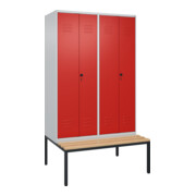 C+P PSA Doppel-Spind Classic PLUS, Bank, 4 Abteile, 2120x1200x815mm, 7035/3020 Verschluss Sicherheits-Drehriegel Sitzbanktyp untergebaut Material Sitzfläche Buche-Hartholz