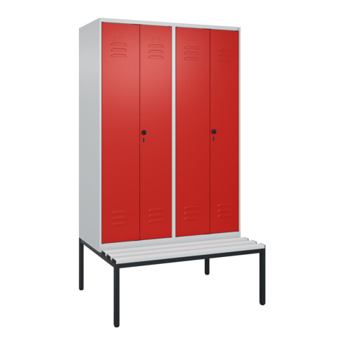C+P PSA Doppel-Spind Classic PLUS, Bank, 4 Abteile, 2120x1200x815mm, 7035/3020 Verschluss Sicherheits-Drehriegel Sitzbanktyp untergebaut Material Sitzfläche Kunststoff