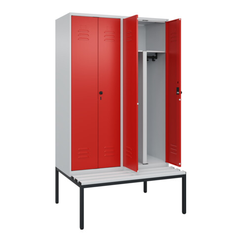 C+P PSA Doppel-Spind Classic PLUS, Bank, 4 Abteile, 2120x1200x815mm, 7035/3020 Verschluss Sicherheits-Drehriegel Sitzbanktyp untergebaut Material Sitzfläche Kunststoff