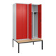 C+P PSA Doppel-Spind Classic PLUS, Bank, 4 Abteile, 2120x1200x815mm, 7035/3020 Verschluss Zylinderschloss Sitzbanktyp untergebaut Material Sitzfläche Buche-Hartholz-2