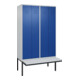 C+P PSA Doppel-Spind Classic PLUS, Bank, 4 Abteile, 2120x1200x815mm, 7035/5010 Verschluss Zylinderschloss Sitzbanktyp auskragend Material Sitzfläche Kunststoff-1