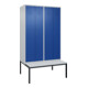 C+P PSA Doppel-Spind Classic PLUS, Bank, 4 Abteile, 2120x1200x815mm, 7035/5010 Verschluss Zylinderschloss Sitzbanktyp untergebaut Material Sitzfläche Kunststoff-1