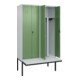 C+P PSA Doppel-Spind Classic PLUS, Bank, 4 Abteile, 2120x1200x815mm, 7035/6011 Verschluss Sicherheits-Drehriegel Sitzbanktyp auskragend Material Sitzfläche Kunststoff-2
