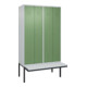 C+P PSA Doppel-Spind Classic PLUS, Bank, 4 Abteile, 2120x1200x815mm, 7035/6011 Verschluss Zylinderschloss Sitzbanktyp auskragend Material Sitzfläche Kunststoff-1