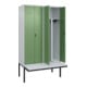 C+P PSA Doppel-Spind Classic PLUS, Bank, 4 Abteile, 2120x1200x815mm, 7035/6011 Verschluss Zylinderschloss Sitzbanktyp auskragend Material Sitzfläche Kunststoff