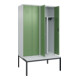 C+P PSA Doppel-Spind Classic PLUS, Bank, 4 Abteile, 2120x1200x815mm, 7035/6011 Verschluss Zylinderschloss Sitzbanktyp untergebaut Material Sitzfläche Kunststoff-2