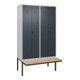 C+P PSA Doppel-Spind Classic PLUS, Bank, 4 Abteile, 2120x1200x815mm, 7035/7016 Verschluss Sicherheits-Drehriegel Sitzbanktyp auskragend Material Sitzfläche Buche-Hartholz-1