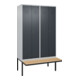 C+P PSA Doppel-Spind Classic PLUS, Bank, 4 Abteile, 2120x1200x815mm, 7035/7016 Verschluss Zylinderschloss Sitzbanktyp auskragend Material Sitzfläche Buche-Hartholz-1