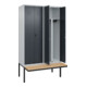 C+P PSA Doppel-Spind Classic PLUS, Bank, 4 Abteile, 2120x1200x815mm, 7035/7016 Verschluss Zylinderschloss Sitzbanktyp auskragend Material Sitzfläche Buche-Hartholz-2