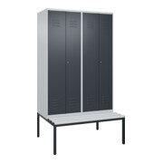 C+P PSA Doppel-Spind Classic PLUS, Bank, 4 Abteile, 2120x1200x815mm, 7035/7016 Verschluss Zylinderschloss Sitzbanktyp untergebaut Material Sitzfläche Kunststoff