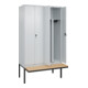C+P PSA Doppel-Spind Classic PLUS, Bank, 4 Abteile, 2120x1200x815mm, 7035/7035 Verschluss Sicherheits-Drehriegel Sitzbanktyp auskragend Material Sitzfläche Buche-Hartholz-2