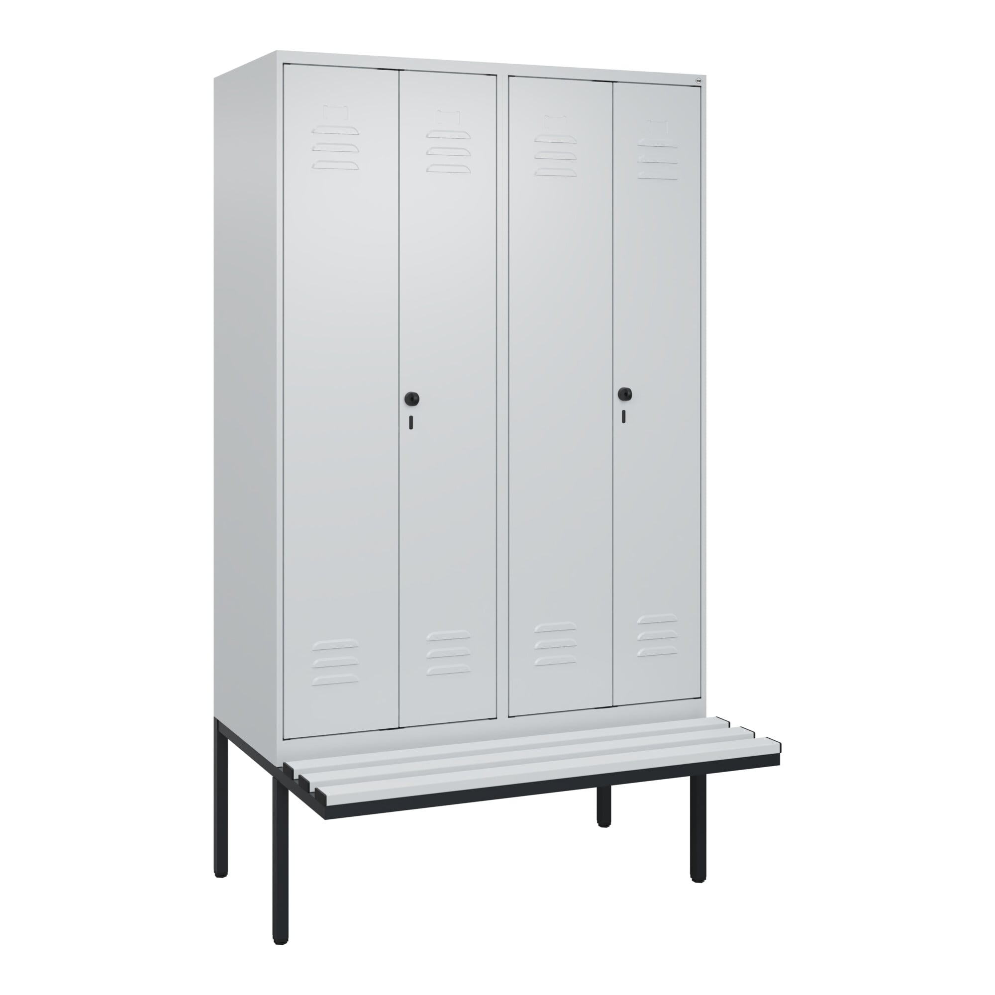 C+P PSA Doppel-Spind Classic PLUS, Bank, 4 Abteile, 2120x1200x815mm, 7035/7035 Verschluss Sicherheits-Drehriegel Sitzbanktyp auskragend Material Sitzf