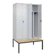 C+P PSA Doppel-Spind Classic PLUS, Bank, 4 Abteile, 2120x1200x815mm, 7035/7035 Verschluss Sicherheits-Drehriegel Sitzbanktyp untergebaut Material Sitzfläche Buche-Hartholz