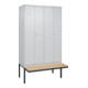 C+P PSA Doppel-Spind Classic PLUS, Bank, 4 Abteile, 2120x1200x815mm, 7035/7035 Verschluss Zylinderschloss Sitzbanktyp auskragend Material Sitzfläche Buche-Hartholz-1
