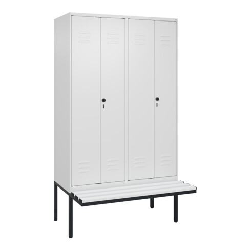 C+P PSA Doppel-Spind Classic PLUS, Bank, 4 Abteile, 2120x1200x815mm, 9016/9016 Verschluss Sicherheits-Drehriegel Sitzbanktyp auskragend Material Sitzfläche Kunststoff