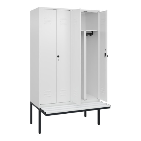 C+P PSA Doppel-Spind Classic PLUS, Bank, 4 Abteile, 2120x1200x815mm, 9016/9016 Verschluss Sicherheits-Drehriegel Sitzbanktyp auskragend Material Sitzfläche Kunststoff