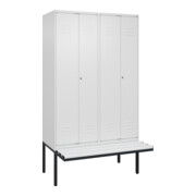C+P PSA Doppel-Spind Classic PLUS, Bank, 4 Abteile, 2120x1200x815mm, 9016/9016 Verschluss Zylinderschloss Sitzbanktyp auskragend Material Sitzfläche Kunststoff