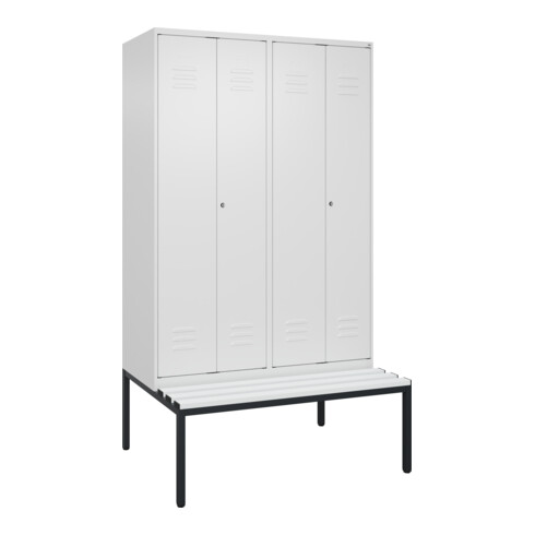 C+P PSA Doppel-Spind Classic PLUS, Bank, 4 Abteile, 2120x1200x815mm, 9016/9016 Verschluss Zylinderschloss Sitzbanktyp untergebaut Material Sitzfläche Kunststoff