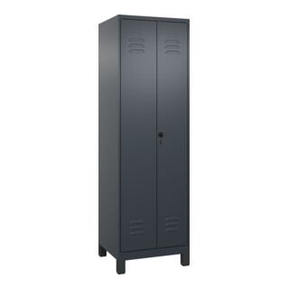 C+P PSA Doppel-Spind Classic PLUS, Füße, 2 Abteile, 1950x600x500mm, 7016/7016 Verschluss Sicherheits-Drehriegel