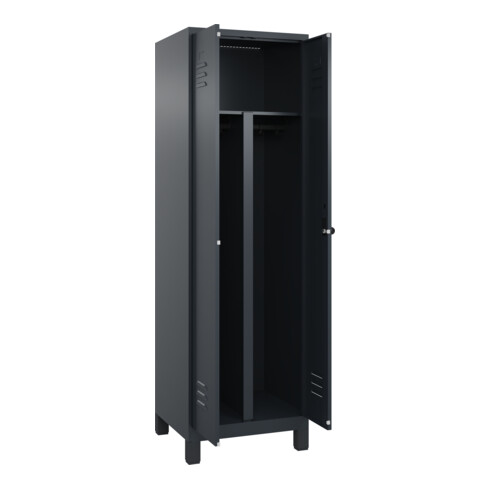 C+P PSA Doppel-Spind Classic PLUS, Füße, 2 Abteile, 1950x600x500mm, 7016/7016 Verschluss Sicherheits-Drehriegel