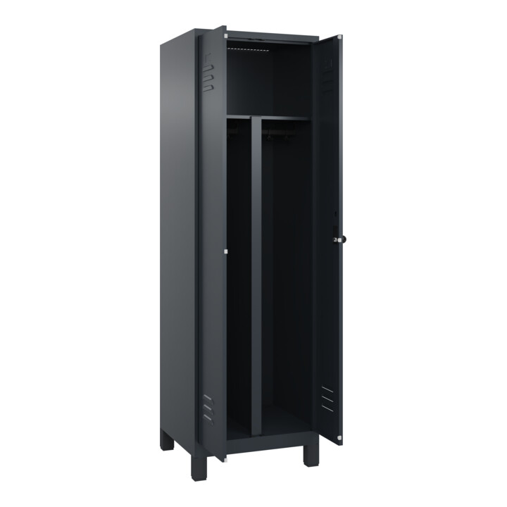 C+P PSA Doppel-Spind Classic PLUS, Füße, 2 Abteile, 1950x600x500mm, 7016/7016 Verschluss Sicherheits-Drehriegel
