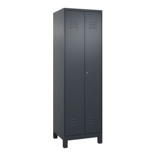 C+P PSA Doppel-Spind Classic PLUS, Füße, 2 Abteile, 1950x600x500mm, 7016/7016 Verschluss Zylinderschloss